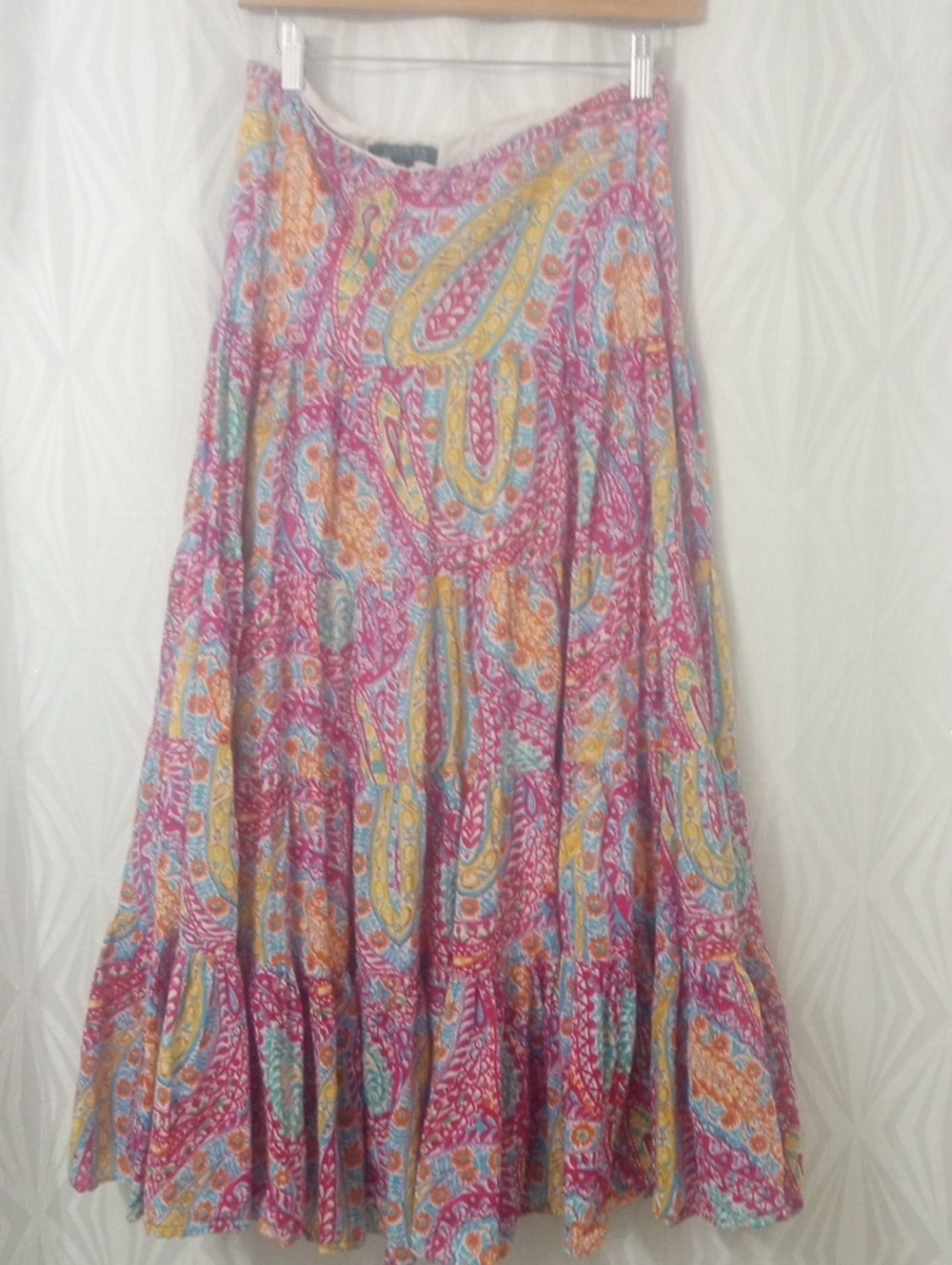 LAUREN Ralph Lauren MULTI Colored Tiered Maxi Skirt Size XS
